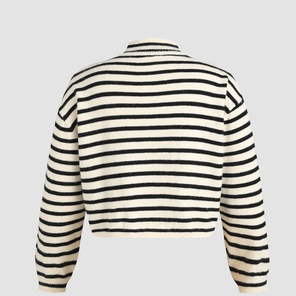 Women’s Top (STRIPED HIGH NECK OVERSIZED CROP
SWEATER) - Picture 4 of 6